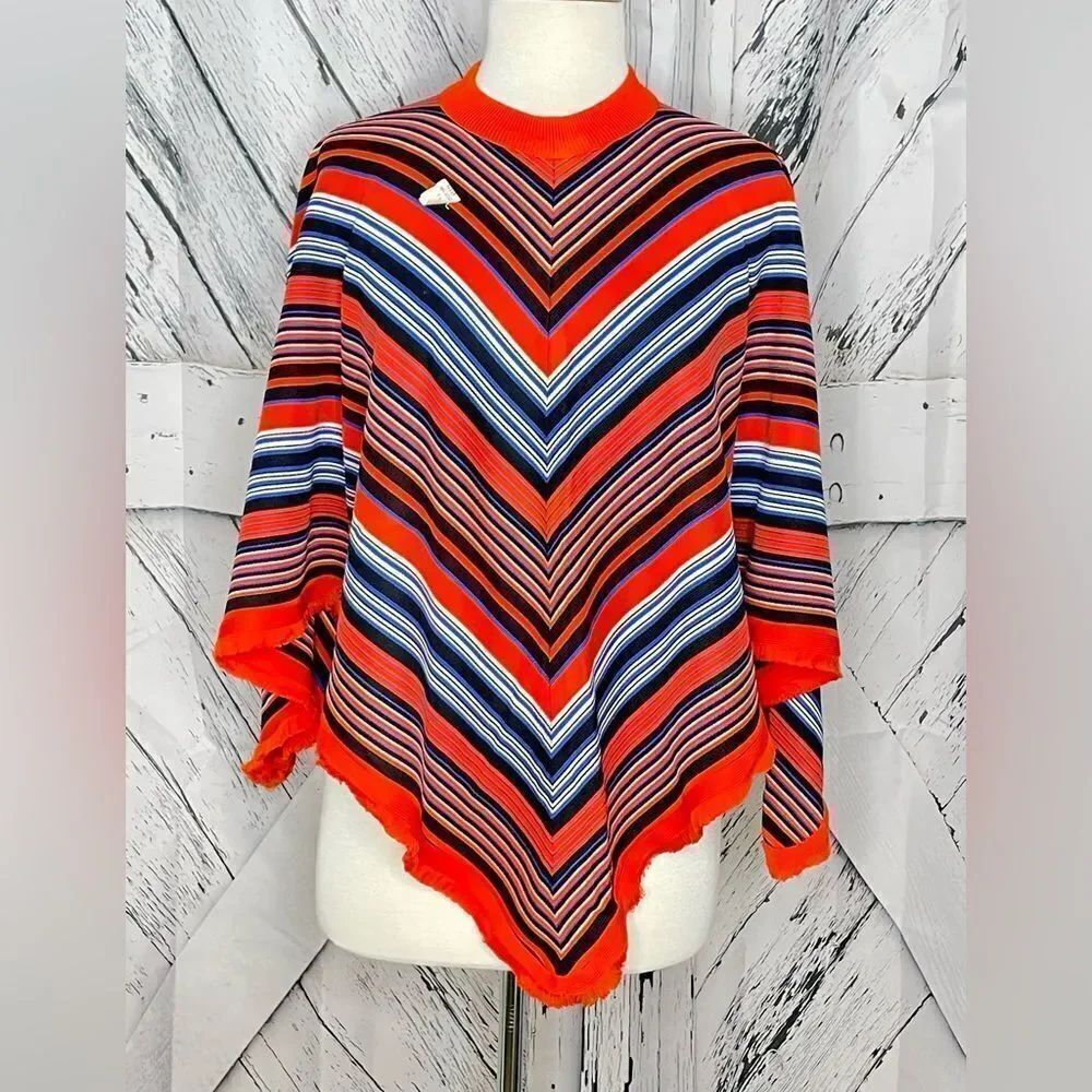 Vintage 1960’s Evan Wayne Original Pullover Poncho Stripes Sz 11